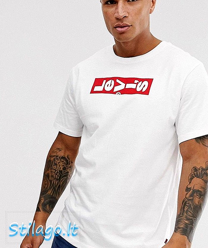 „Levi“ dideli logotipo įgulos marškinėliai - balti