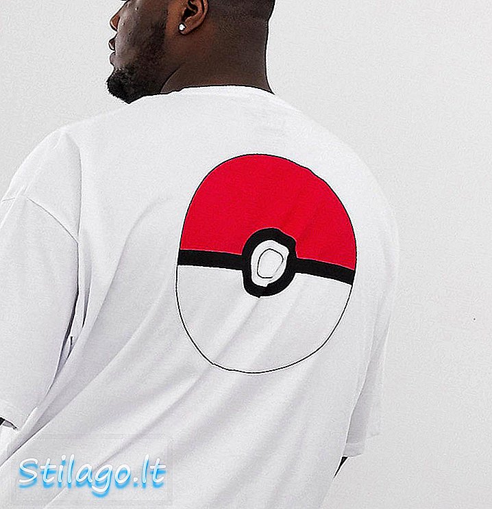 ASOS DESIGN Plus Pokemon เสื้อยืดขนาดใหญ่พร้อมหน้าอกและหลังพิมพ์ - ขาว