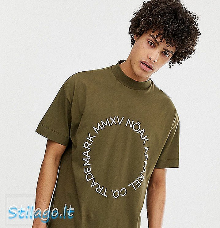 T-shirt Noak dengan leher tinggi dan dicetak dalam warna khaki-Green