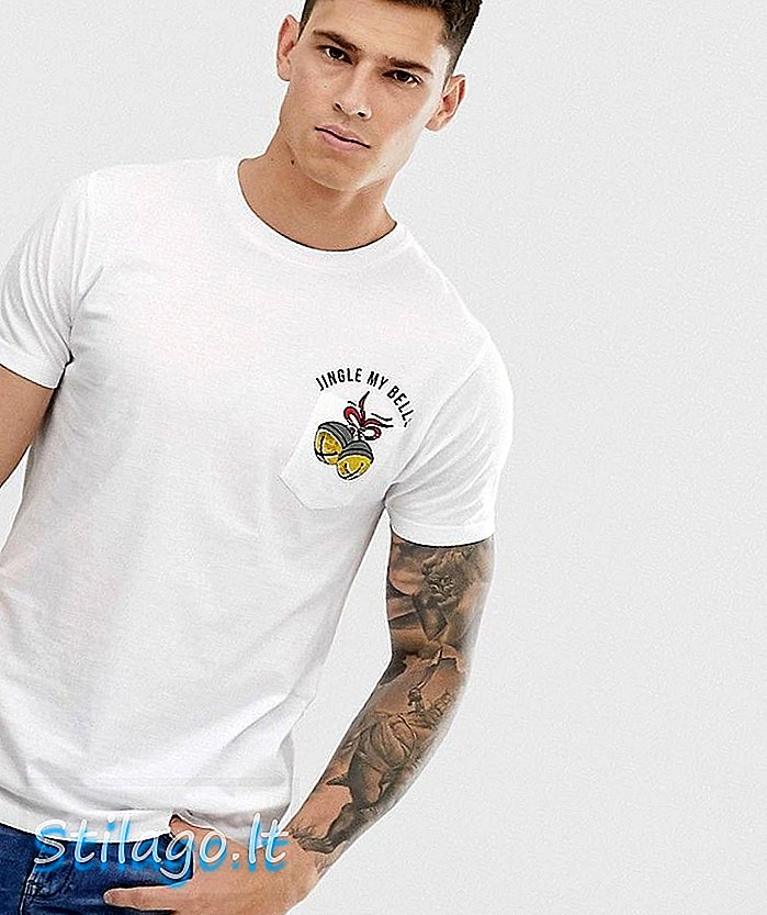 Brave Soul t-shirt avec poche à clochettes-Blanc