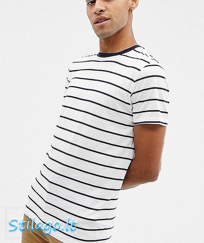 T-shirt à rayures colorées fil homme sélectionné-Blanc