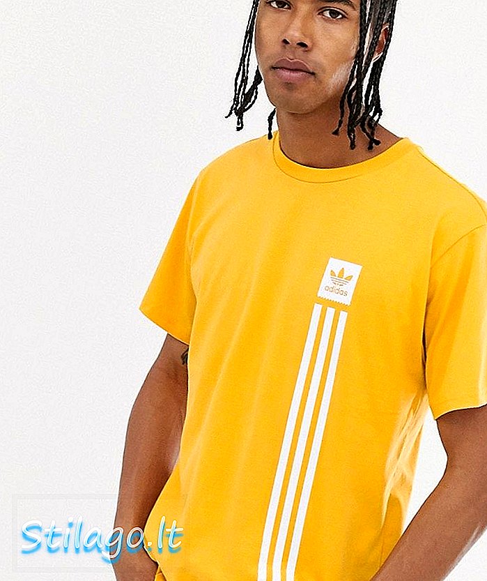 adidas Skateboarding Logo 3 Streifen T-Shirt in Gelb