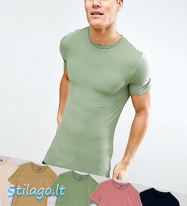ASOS DESIGN 5 חבילות חולצות חולצה בצוואר המותאמות לשרירים עם קו שמור רב