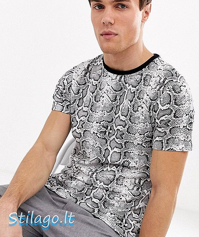 Brave Soul snake tshirt met dierenprint-Zwart