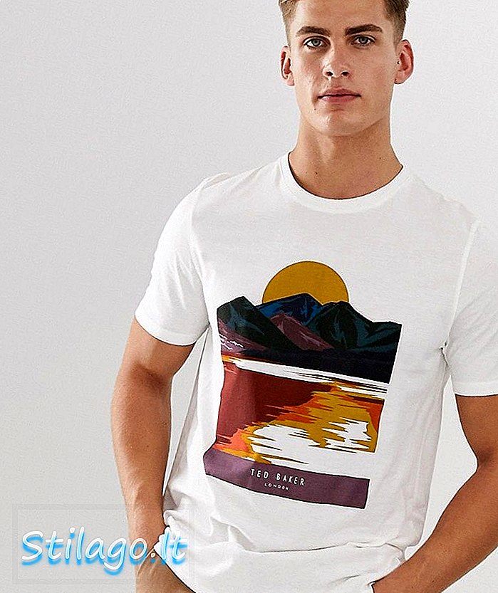 „Ted Baker“ marškinėliai su smėlio spalvos kalnų atspaudais