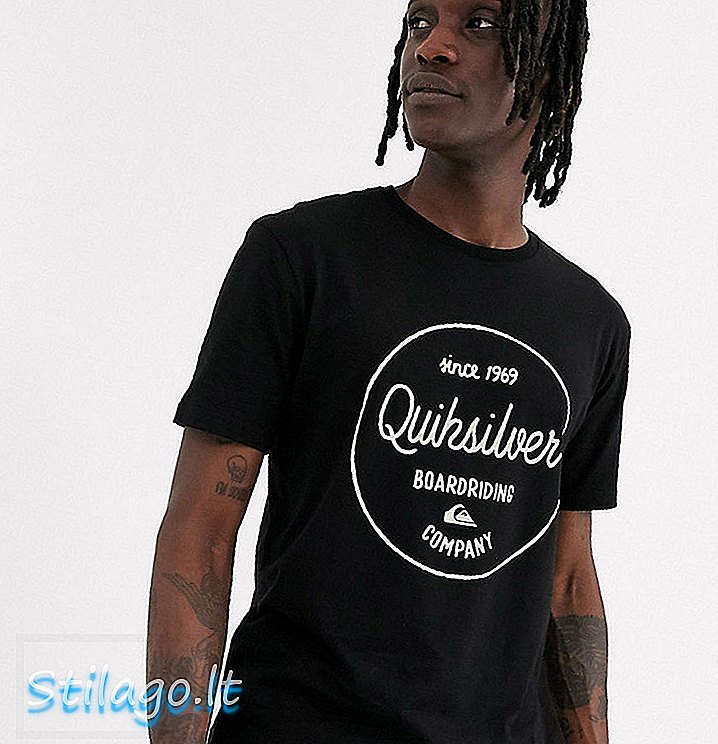 Quiksilver ब्लैक ग्राफिक टी शर्ट