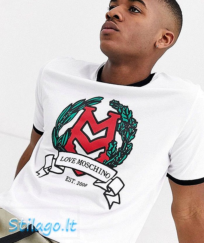 Love Moschino rose stamp t-shirt-Wit