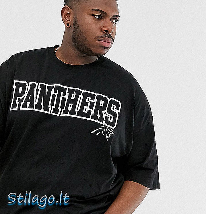 ASOS DESIGN Plus NFL Panther nadmerné tričko s prednou a zadnou potlačou - čierne