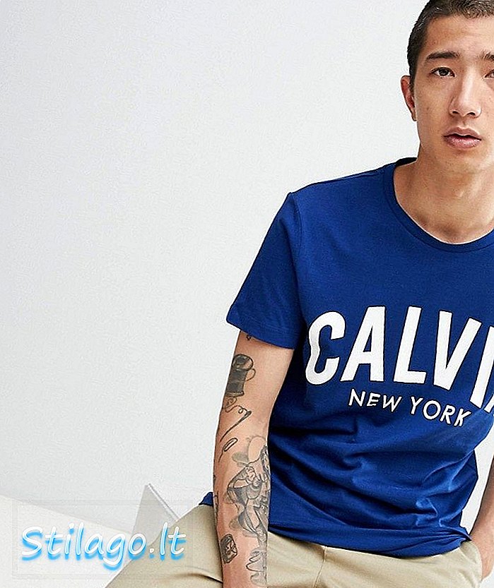 T-shirt Calvin Klein Tibokoy langsing-Biru