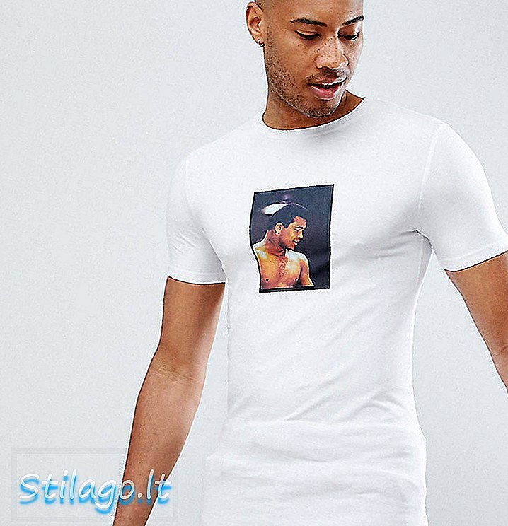 ASOS DESIGN Tall - Muhammed Ali - T-shirt moulant - Blanc