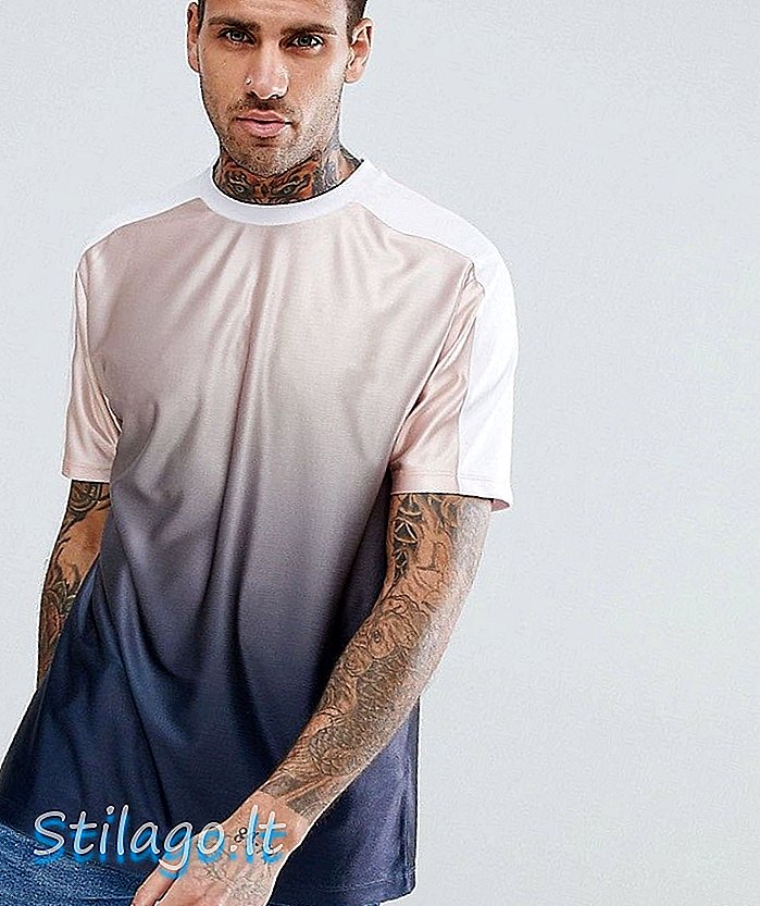 ASOS DESIGN - Relaxed T-shirt met ombre dip-kleurstof in gedrapeerde stof - Navy