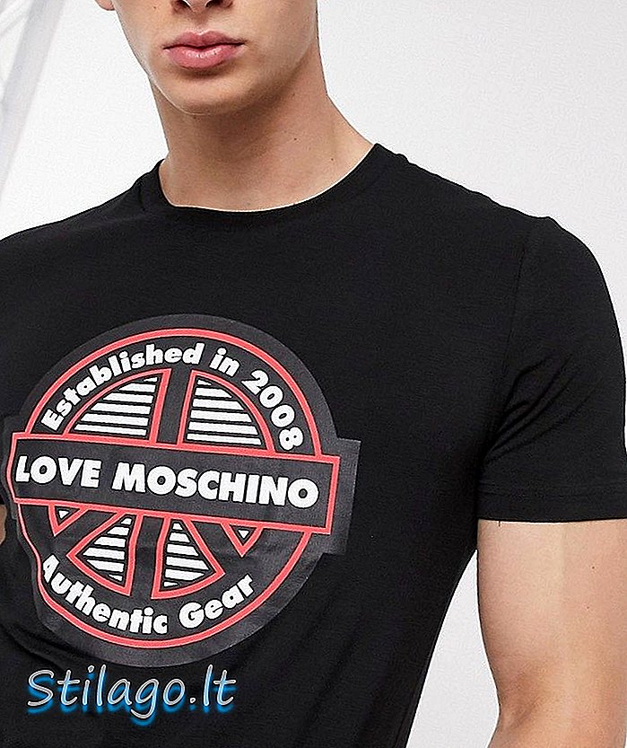 T-shirt con logo timbro Love Moschino-Nero