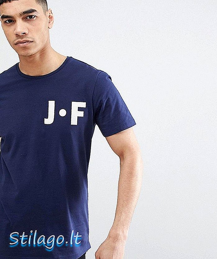 Тениска с печат на гърдите Jefferson-синя