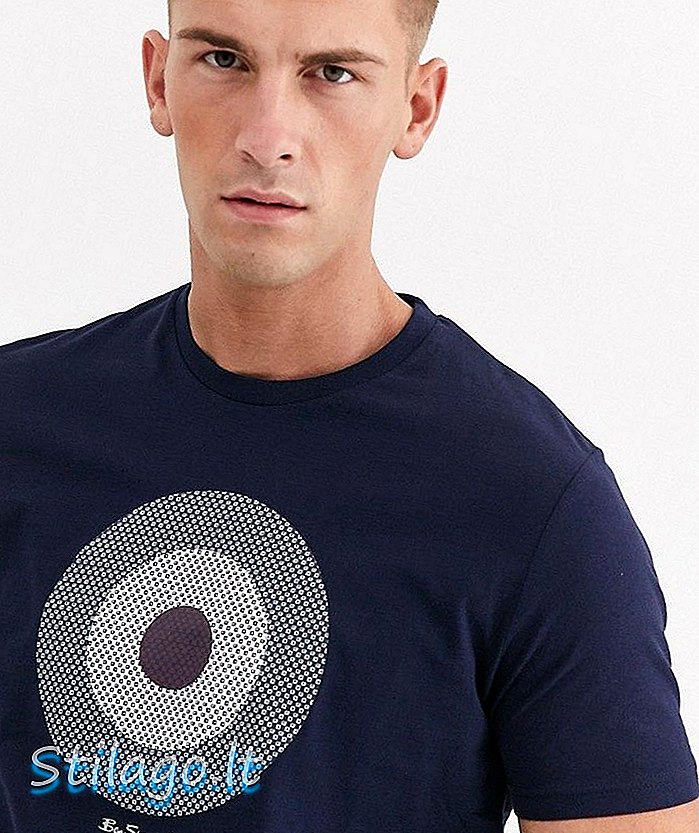 Ben Sherman T-Shirt-Navy Target Periksa Besar