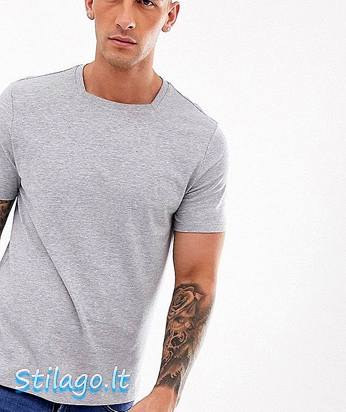 T-shirt ASOS DESIGN com decote quadrado em cinza marl