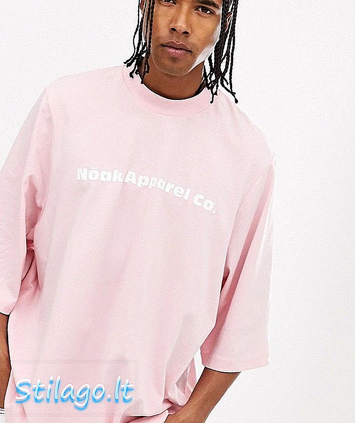 Camiseta relajada Noak con media manga y logo de la marca-Rosa