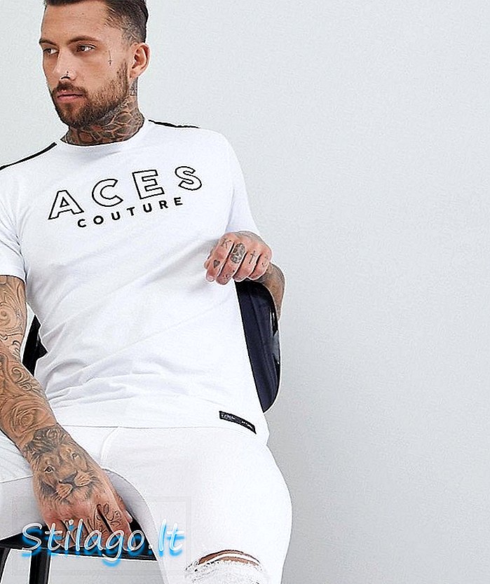 „Aces Couture“ raumenų logotipo marškinėliai balti