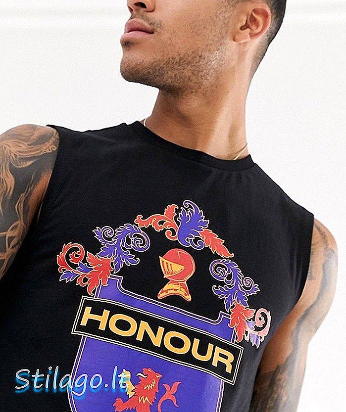 ASOS DESIGN - T-shirt sans manches avec imprimé sur le devant - Noir