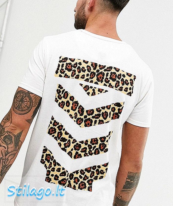 „Le Breve“ leopardo užpakaliniai marškinėliai-balti
