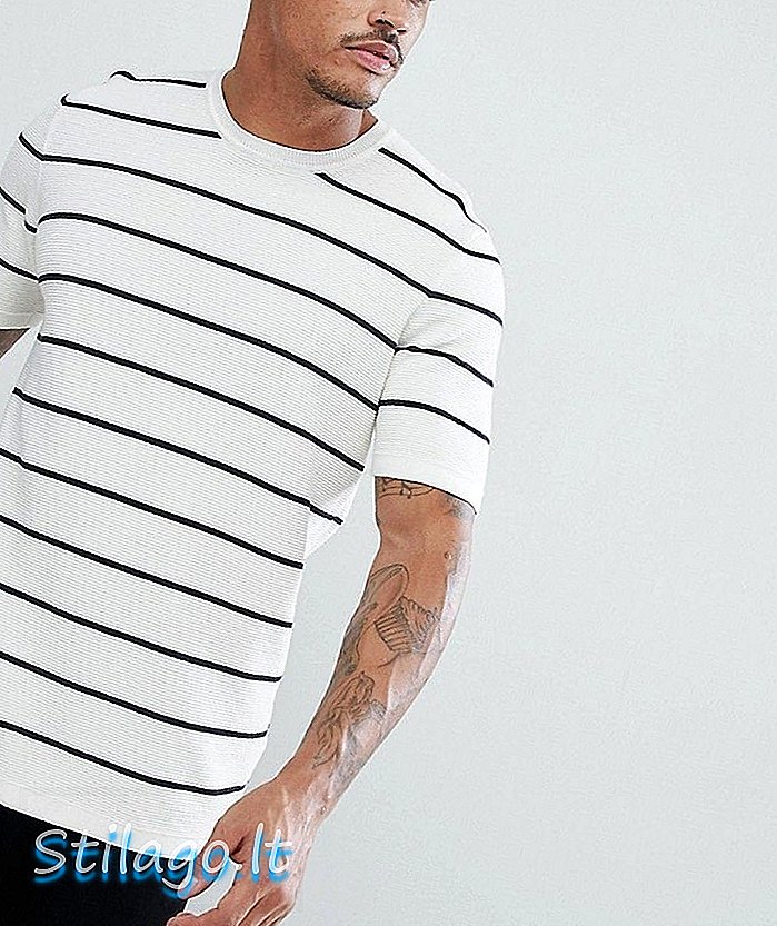 ASOS - T-shirt en tricot texturé à rayures - Blanc
