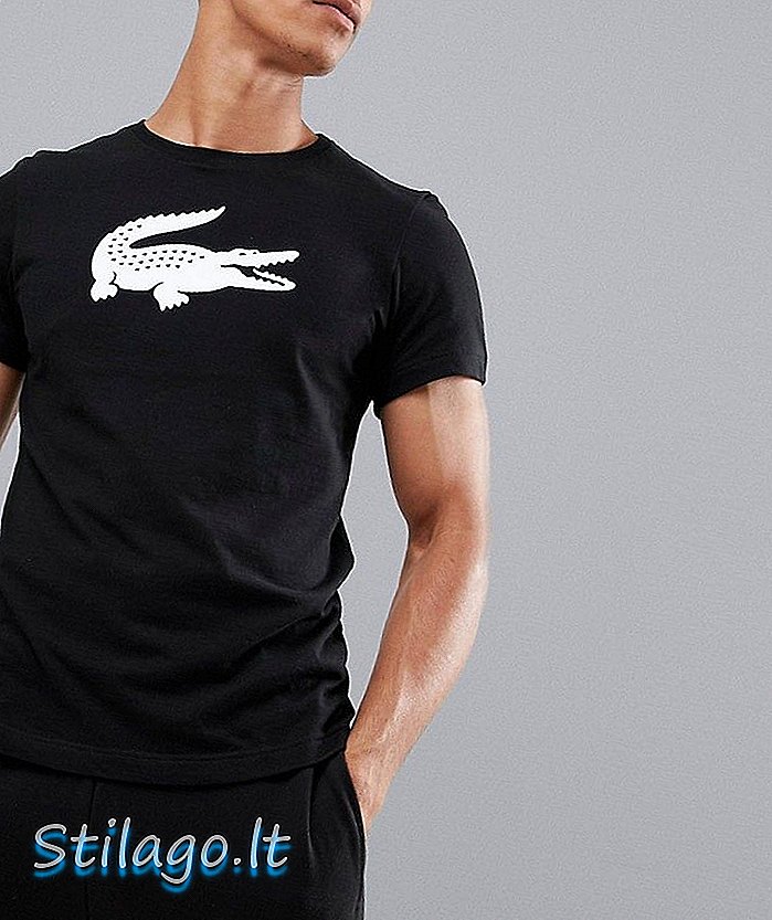 Lacoste Sport groot croc-T-shirt met logo in zwart