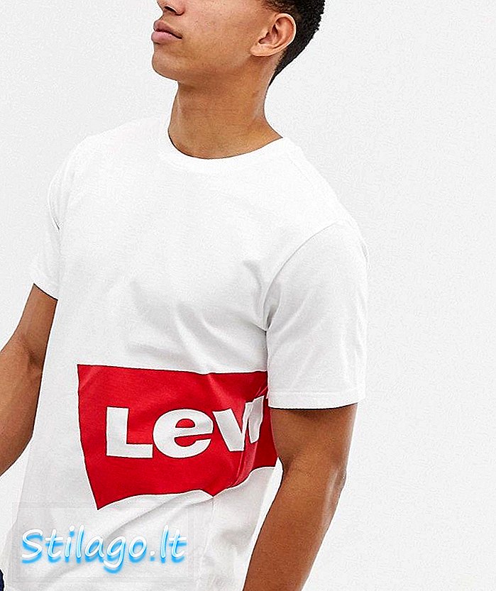 T-shirt logo batwing sisi besar Levi berwarna putih