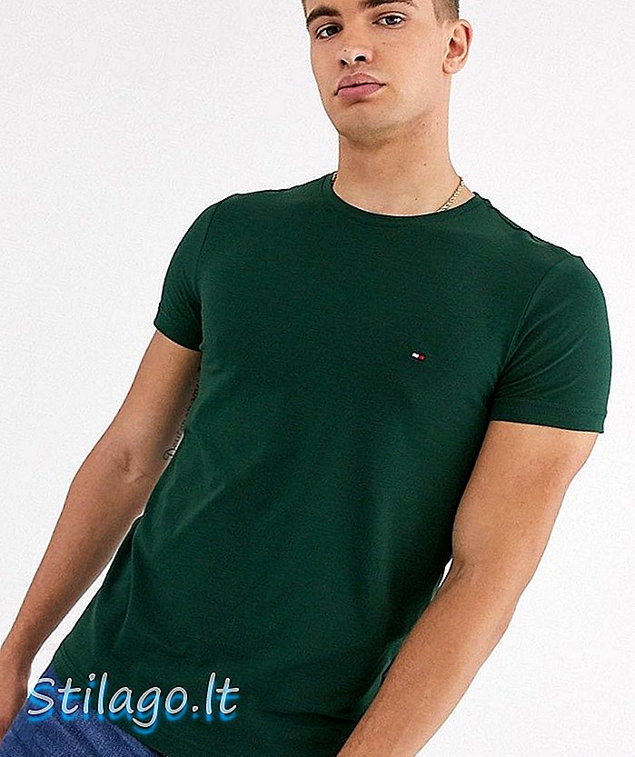 Tommy Hilfiger Stretch T-Shirt mit schmaler Passform in Grün