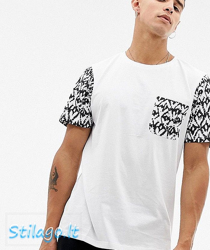 Another Influence Contrast Sleeve T-Shirt-White