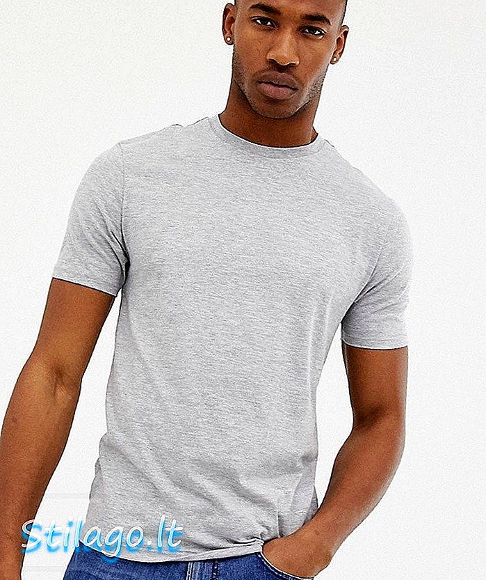 River Island - T-shirt slim fit en gris chiné