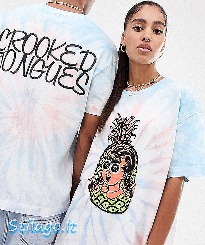 Crooked Tongues Unisex tie dye tee med frontprint-Multi