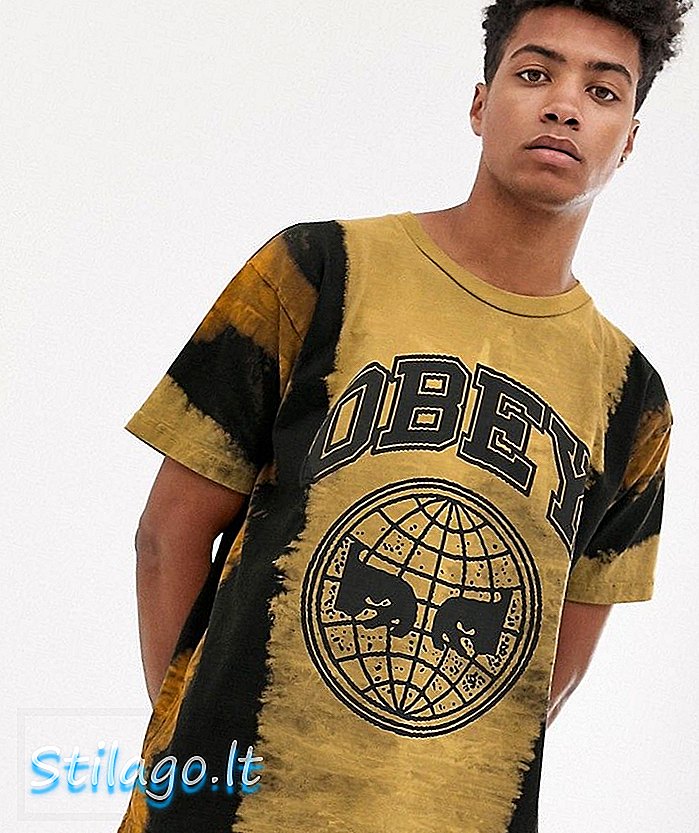 Obey Icon Planet slipsfärgad t-shirt i gult