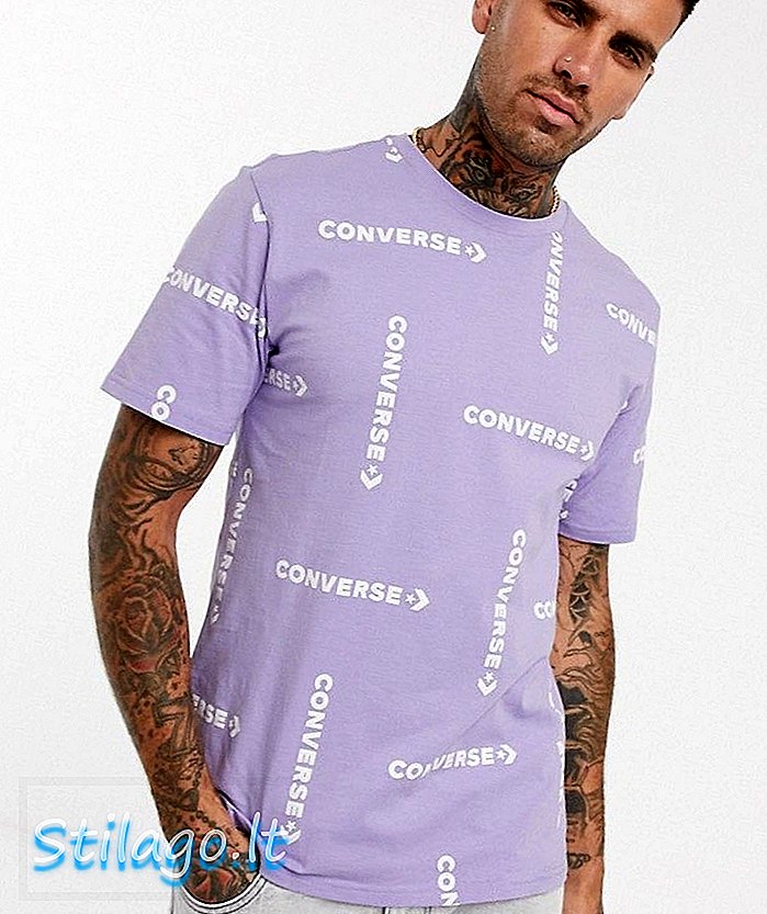 T-shirt z nadrukiem Converse Workmark w kolorze liliowo-fioletowym