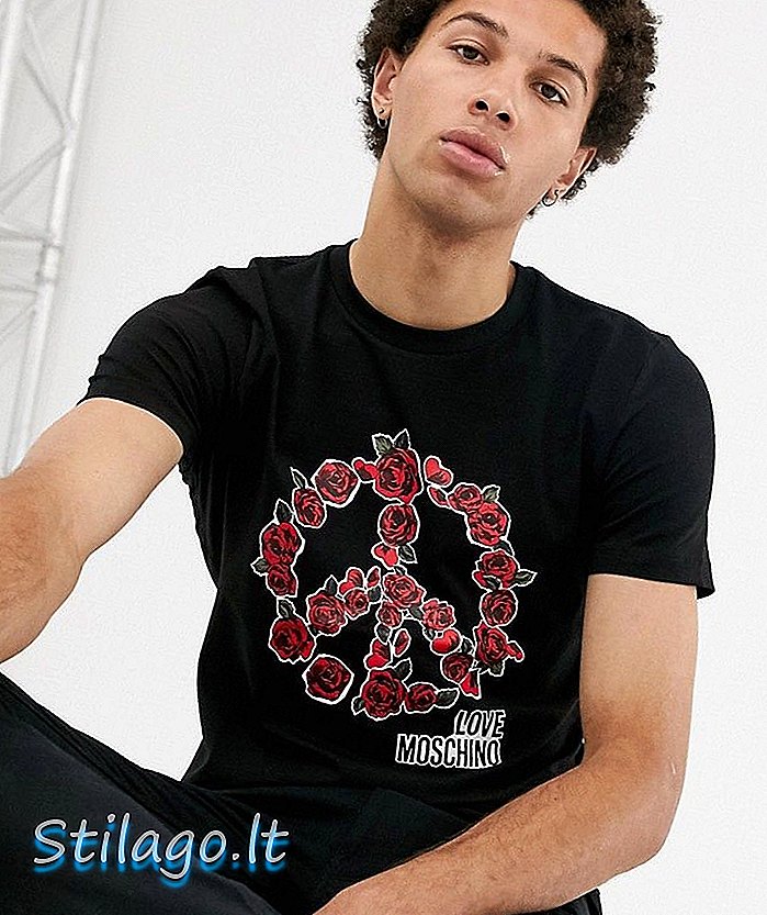 Love Moschino peace t-shirt in zwart