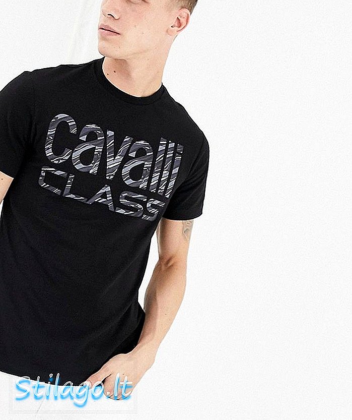 T-shirt Cavalli Class in nero con ampio logo