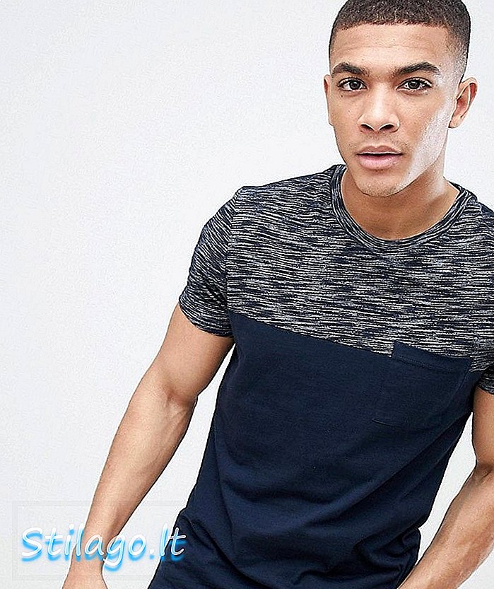 ASOS DESIGN - T-shirt met schouderpas met textuur en contrasterende zak in marineblauw
