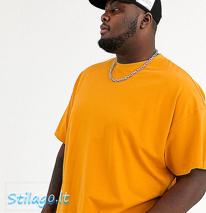 ASOS DESIGN Plus - T-shirt bio oversize à col ras du cou en piqué orange-marron
