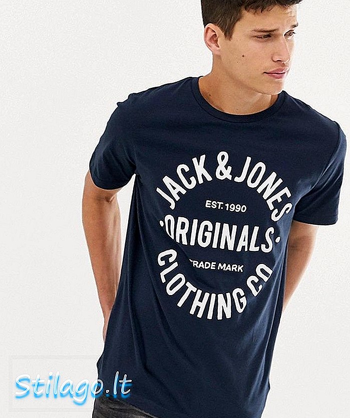 T-shirt-marinho do roteiro dos originais de Jack & de Jones