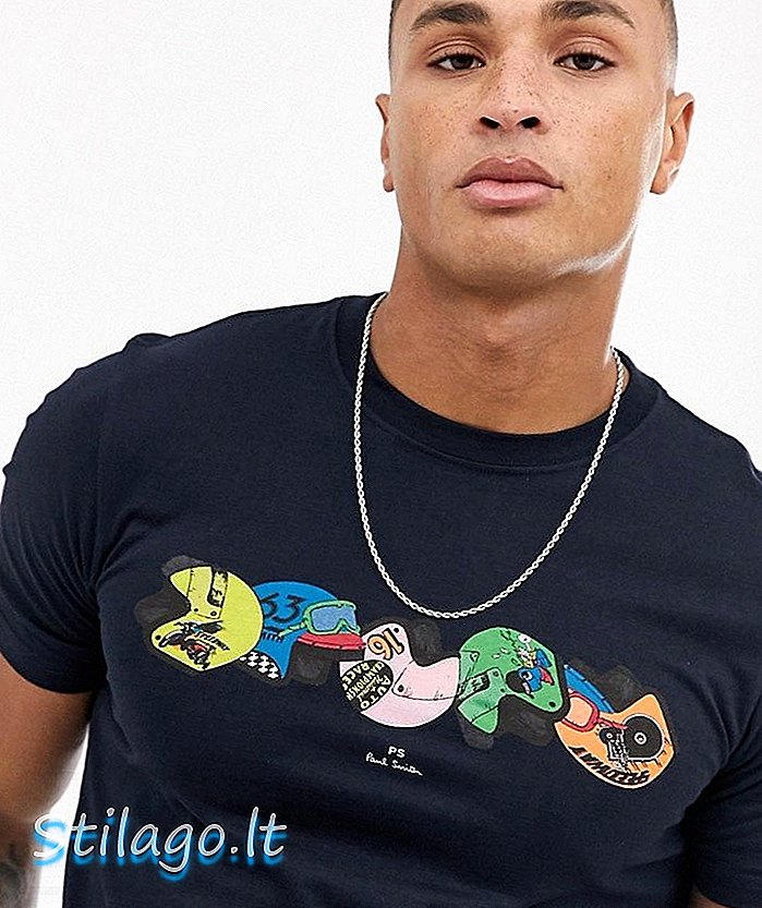 PS Paul Smith slim fit T-shirt met helmprint in marineblauw