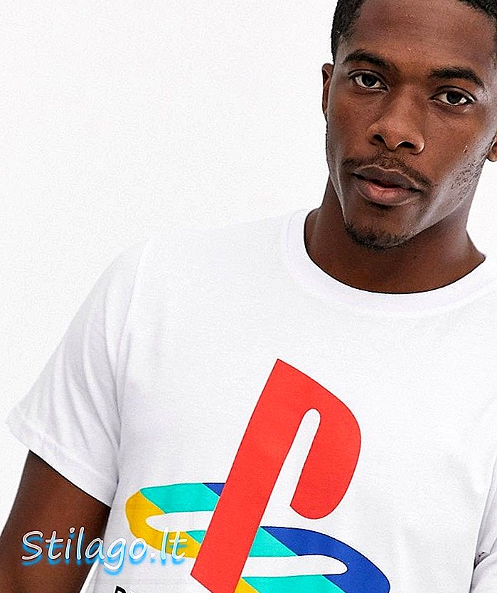 T-shirt Pull & Bear Play Station in bianco