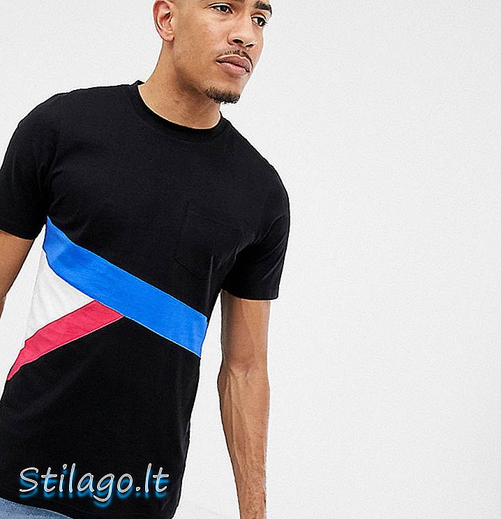 Başka Etkisi TALL Kontrast Renkli Blok T-Shirt-Siyah