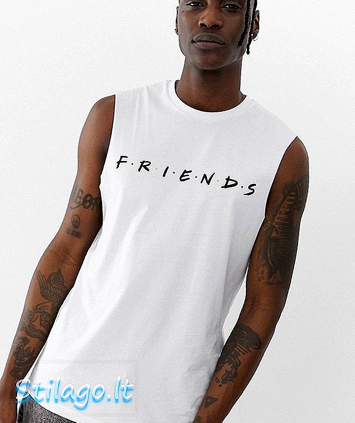 एएसओएस डिझाईन मित्रांनी सोडलेल्या आर्महोल-व्हाईटसह स्लीव्हलेस टी-शर्ट