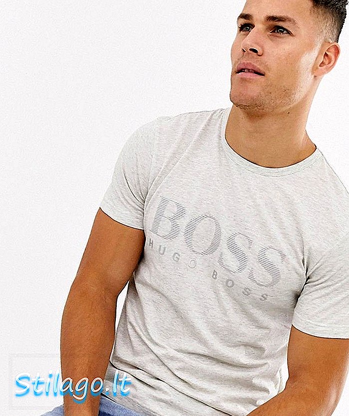 T-shirt con logo tono su tono BOSS-Grigio