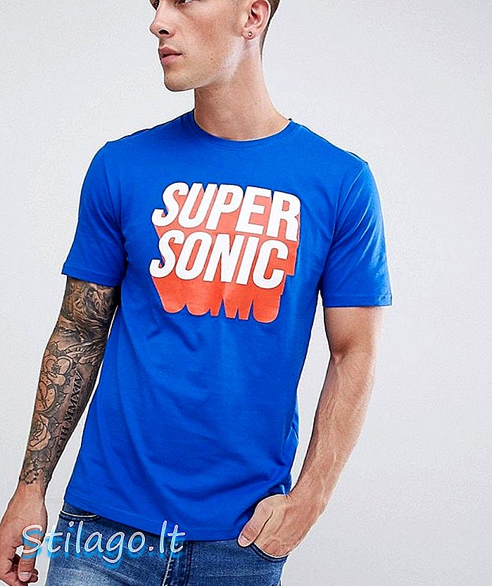 Iba tričko so synmi „Super Sonic“ s modrou farbou