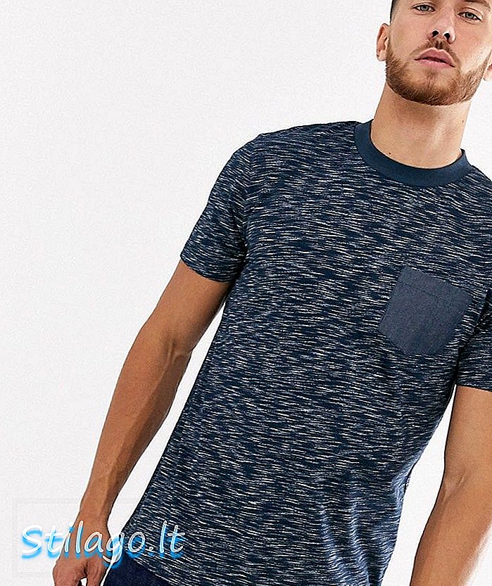 Koszulka ASOS DESIGN z iniekcyjnego materiału z tkaną kieszenią w kolorze granatowym