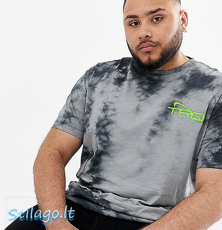 ASOS DESIGN Plus - T-shirt décontracté avec imprimé tie dye et néon - Noir