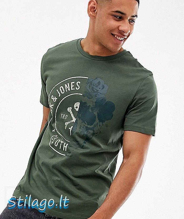 Tričko s logom posádky Jack & Jones-Green