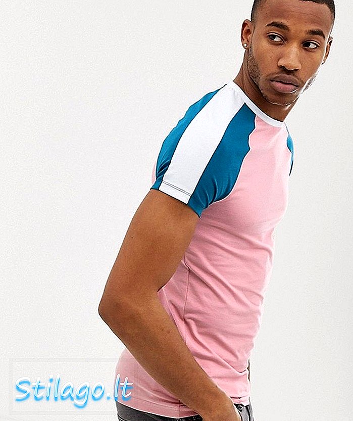 „ASOS DESIGN“ raumenims pritaikyti marškinėliai su dvigubo kontrasto raglan-rožine spalva