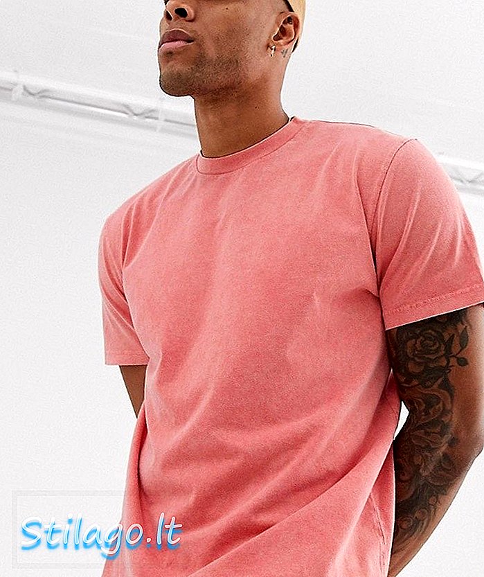 ASOS DESIGN atvieglots t-krekls ar mazgāšanu ar skābi koraļļu-rozā krāsā