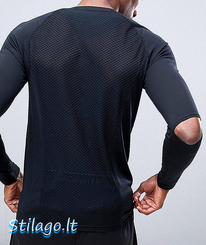ASOS 4505 uzun kollu t-shirt dirsek detaylı ve nefes alabilen file-Siyah