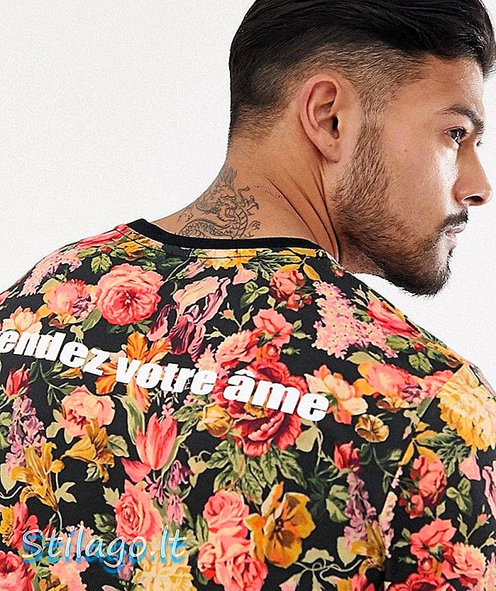 ASOS DESIGN mager fit t-shirt med överallt blommigt och baktryck-Multi